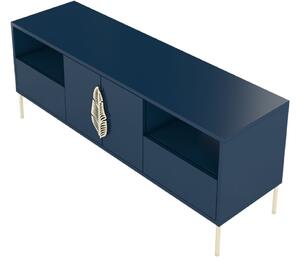 Tmavě modrý lakovaný TV stolek Skandica Merlin 136 x 40 cm