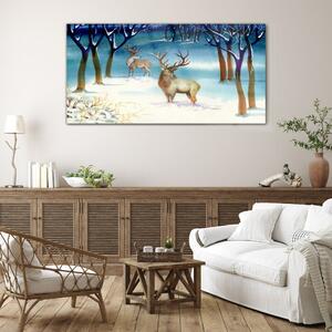 Obraz na skle Obraz na skle Zimní sníh jelen strom