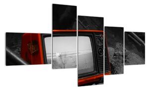 Obraz červené televize (150x85cm)