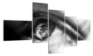 Černobílý obraz - detail oka (150x85cm)