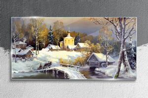 Obraz na skle Obraz na skle Zimní sněhová krajina