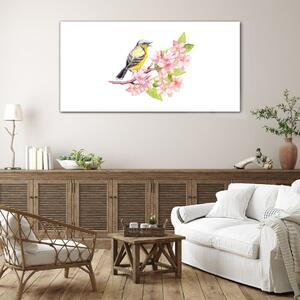 Obraz na skle Obraz na skle Abstrakce ptáků květiny