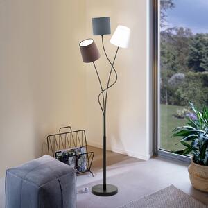 EGLO Stojací lampa Maronda se třemi textilními stínidly, Černá, Obývací pokoj / jídelna, kov, Moderní