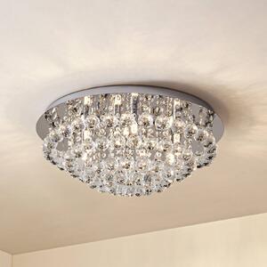 Lindby Stropní svítidlo Antonino, 8 světel, chrom, křišťál, 55 cm, stmívatelný, Chrom / stříbro, Obývací pokoj / jídelna, Křišťál, Moderní