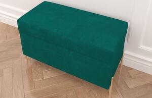 Zelená sametová lavice s úložným prostorem Skandica Borgo 80 cm