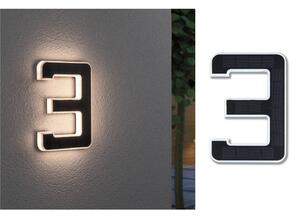 Paulmann LED solární číslo domu 3, Černá, Plast, Moderní
