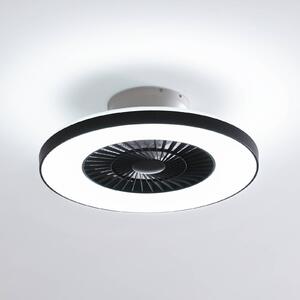 Lindby Smart LED stropní ventilátor Paavo černý tichý Tuya, stmívatelný, Černá, Obývací pokoj / jídelna, Plast, Moderní