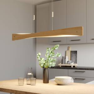 Quitani LED závěsné svítidlo Lian, dubové dřevo, stmívatelný, Světlé dřevo, Obývací pokoj / jídelna, Dřevo, Design