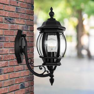 K.S. Verlichting Venkovní nástěnná lampa Andrew z křišťálového skla stojící v černé barvě, stmívatelný, Černá, Hliník, Venkovský / rustikální