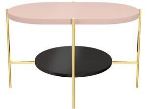 Růžový konferenční stolek Skandica Arena se zlatou podnoží 80 x 50 cm