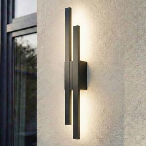 Lindby LED venkovní nástěnné svítidlo Sakari, černé, hliník, výška 59 cm, Černá, Hliník, Moderní