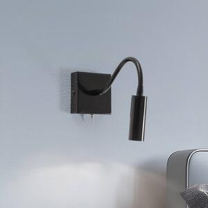 Argon Nástěnná lampa Ojos, černá, na čtení, nastavitelná, 33 cm, G9, Černá, Ložnice, kov, Moderní