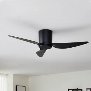 Lindby Stropní ventilátor Aulo, černý, DC, tichý, Ø 123 cm, Černá, Obývací pokoj / jídelna, kov, Moderní