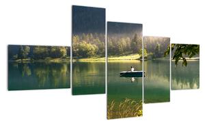 Obraz loďky na jezeře (150x85cm)