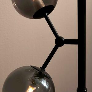 Kouřově šedá skleněná stojací lampa Halo Design Atom 155 cm