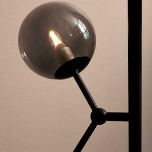 Kouřově šedá skleněná stojací lampa Halo Design Atom 155 cm