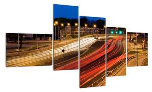 Noční čtyřproudová silnice, obraz (150x85cm)