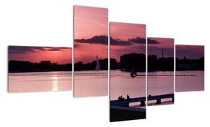 Západ slunce na vodě, obraz (150x85cm)