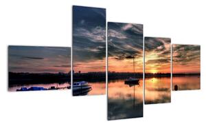 Západ slunce v přístavu - obraz na stěnu (150x85cm)