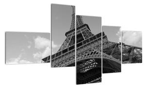 Černobílý obraz Eiffelovy věže (150x85cm)