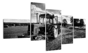 Černobílý obraz traktoru (150x85cm)