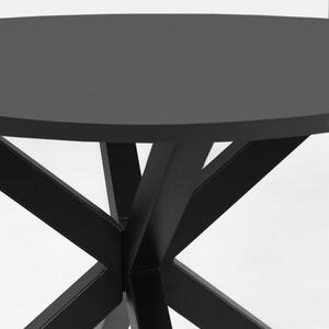 Černý lakovaný jídelní stůl Kave Home Argo 120 cm s černou kovovou podnoží
