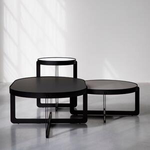 Černý lakovaný odkládací stolek Banne Centre 42,5 cm s kovovou podnoží