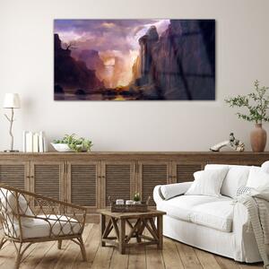 Obraz na skle Obraz na skle Abstrakce hory mraky