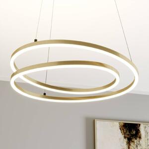 Lindby LED závěsné svítidlo Davian, mosazná barva, 49 cm, stmívatelné, stmívatelný, Mosaz / zlato, Obývací pokoj / jídelna, Hliník, Moderní