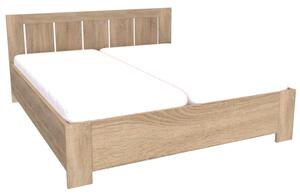 Postel AURA + 2 polohovatelné lamelové rošty Šířka 160 cm, Dub sametový