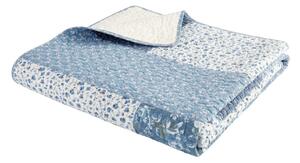 Modrý bavlněný prošívaný přehoz 220x230 cm Floral Patchwork – Bianca