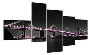 Noční osvětlený most - obraz (150x85cm)