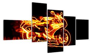 Hořící motorka - obraz (150x85cm)