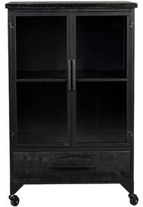 White Label Černá dřevěná vitrína WLL Ferre 105x65 cm