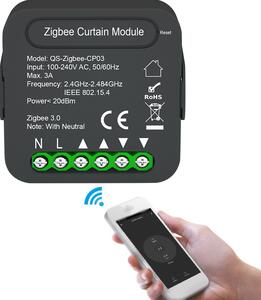 QS-Zigbee-CP03 Tuya ZigBee inteligentní spínač záclon - ovládání pomocí APP a hlasu Alexa - časovač a uvolnění zařízení, nutná brána
