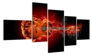 Obraz hořící kytara (150x85cm)