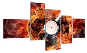 Obraz hořící gramofonové desky (150x85cm)