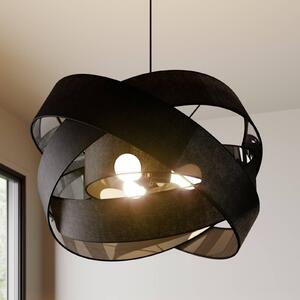 Závěsné svítidlo Lindby Simaria, černá barva, textil, Ø 60 cm, E27