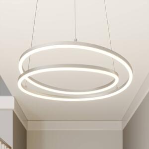 Lindby Závěsné svítidlo LED Davian, niklová barva, Ø 49 cm, stmívatelné, stmívatelný, Hliník / šedá / zinek, Obývací pokoj / jídelna, Hliník, Moderní