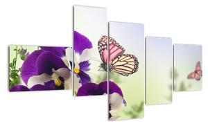 Abstraktní obraz motýlů (150x85cm)