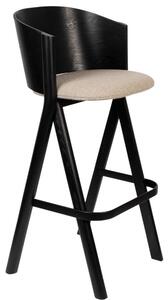 Černá jasanová barová židle Banne Twigs s šedým sedákem 75,5 cm