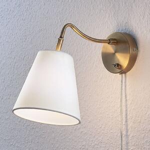 Nástěnné svítidlo Lindby Ethan, bílá/stará mosaz, zástrčka, 28 cm, E14