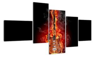 Hořící kytara - obraz (150x85cm)
