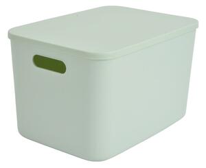 Světle zelený plastový úložný box s víkem 35,5x25,5x23 cm – Homéa