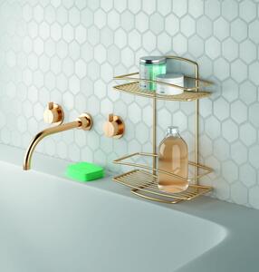 Ocelová koupelnová polička ve zlaté barvě Onda – Metaltex