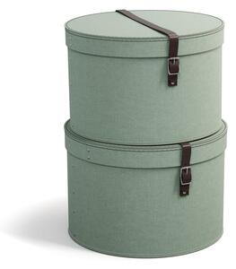 Kartonové úložné boxy s víkem v mentolové barvě v sadě 2 ks ø 37,5x25,5 cm Rut – Bigso Box of Sweden