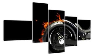 Obraz hořící motorky (150x85cm)