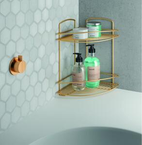 Rohová ocelová koupelnová polička ve zlaté barvě Onda – Metaltex