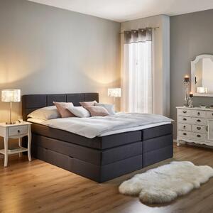 Čalouněná Boxspring postel Greta, tmavě šedá, 180x200
