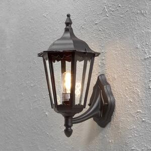 Konstsmide Venkovní nástěnné svítidlo Firenze, černé, horní zásuvka, 48 cm, Černá, Sklo, Venkovský / rustikální, Lucerna